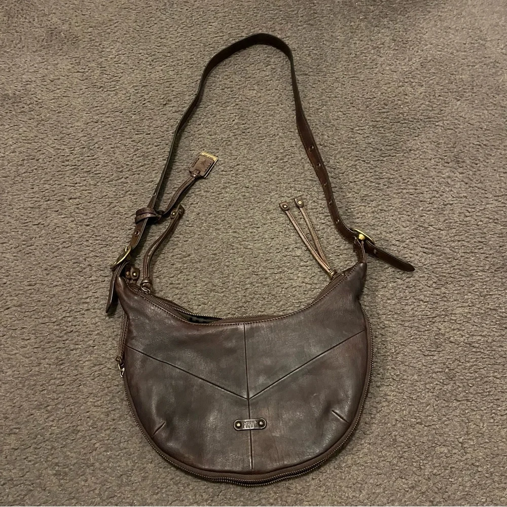 Frye Belle Bohemian Leather Crescent Crossbody Bag - Picture 5 of 10